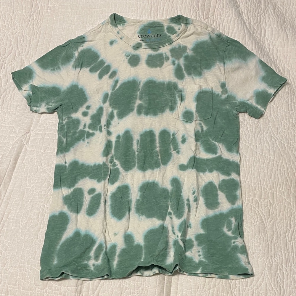 Kids Green and White Tie-Dye Short Sleeve Tee